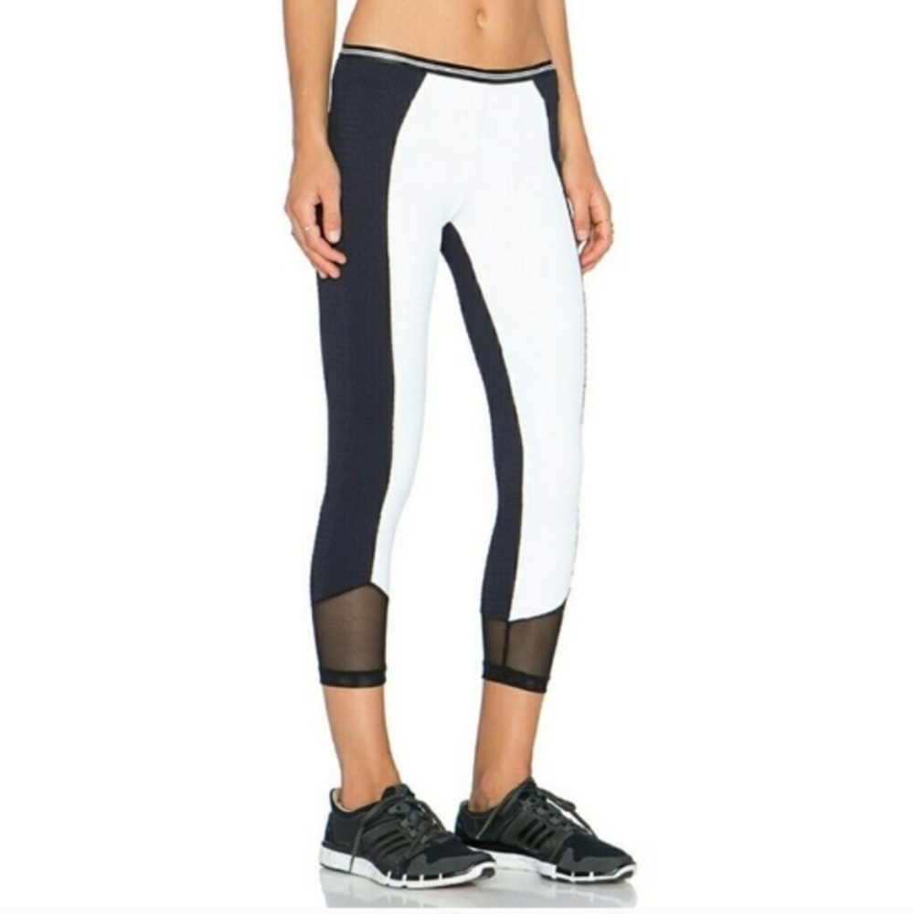 Planet Blue Blue Life Crop Mesh Black White Leggings